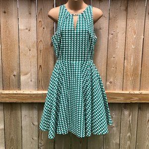 NWT Joie Verene Dress Sleeveless Fit Flare Court Green Navy White Pockets Size S